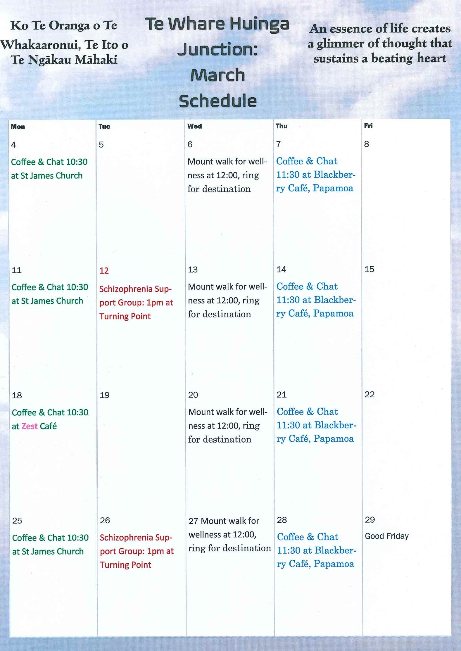 March Schedule
